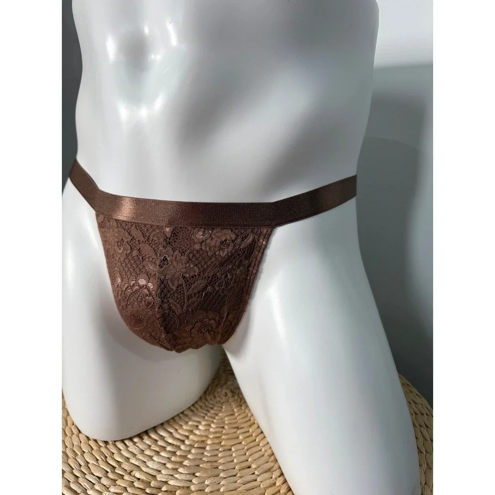 Cosabella‎ Men's Semi Sheer Lace Thong Brown NWT Size S